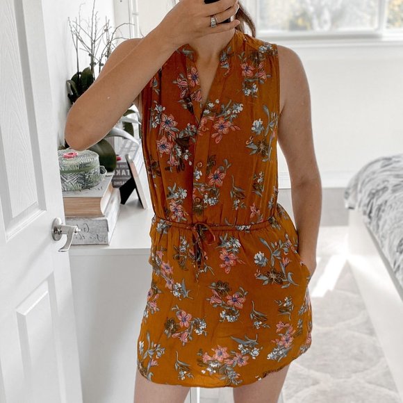 La Classe Couture Mustard Floral Print Mini Dress - Picture 3 of 5